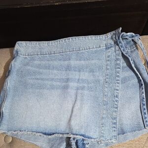 We The Free Blue Jean Shorts Wrap Skirt NWOT